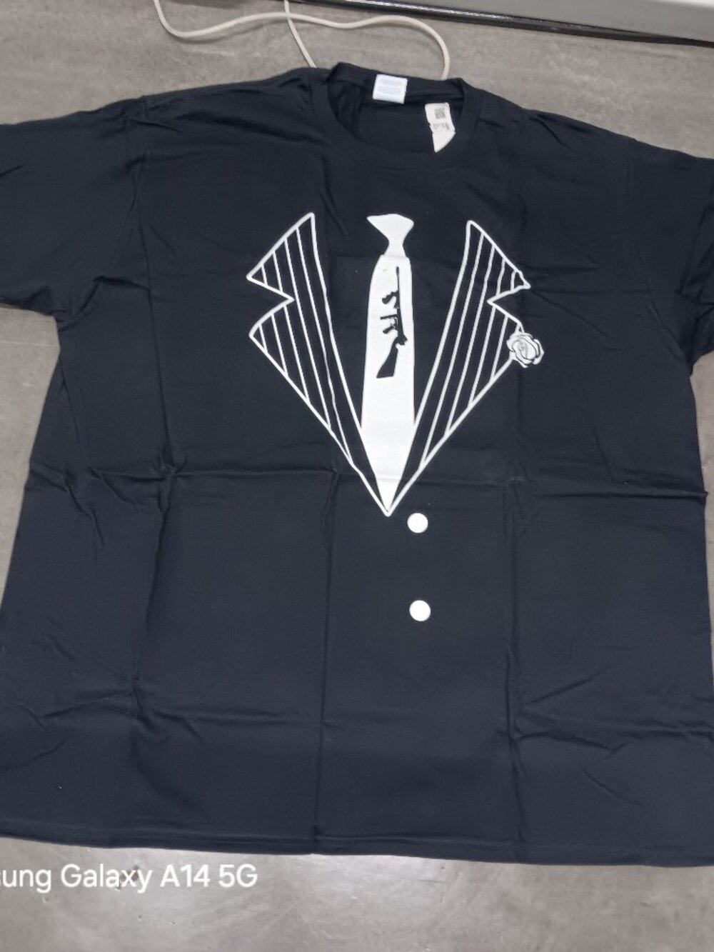 PORT & COMPANY Tuxedo Costume T Shirt Mens 2XL Black Halloween Formal NEW